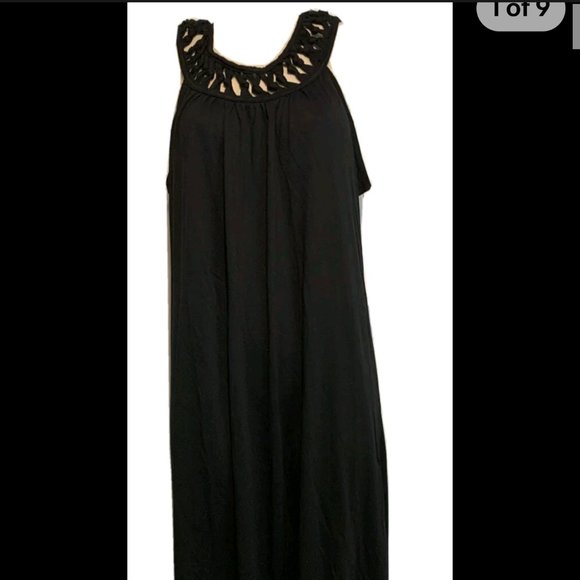 Swimsuits for all black maxi coverup 22/24 Polyester blend Hi-Low hem Pool - Picture 1 of 10
